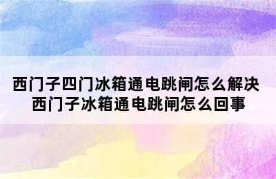 西门子四门冰箱通电跳闸怎么解决 西门子冰箱通电跳闸怎么回事